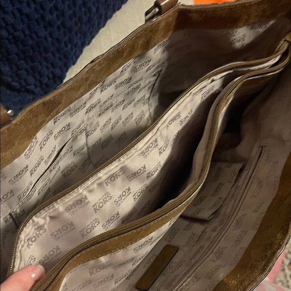 Michael Kors Brown Suede and Leather Tote Bag - Picture 15 of 16